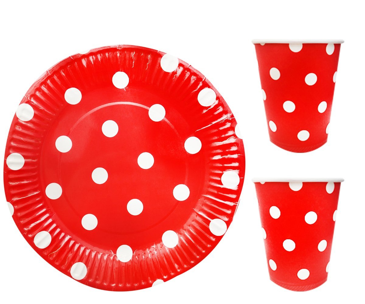 Kırmızı Puanlı Tabak Bardak Set