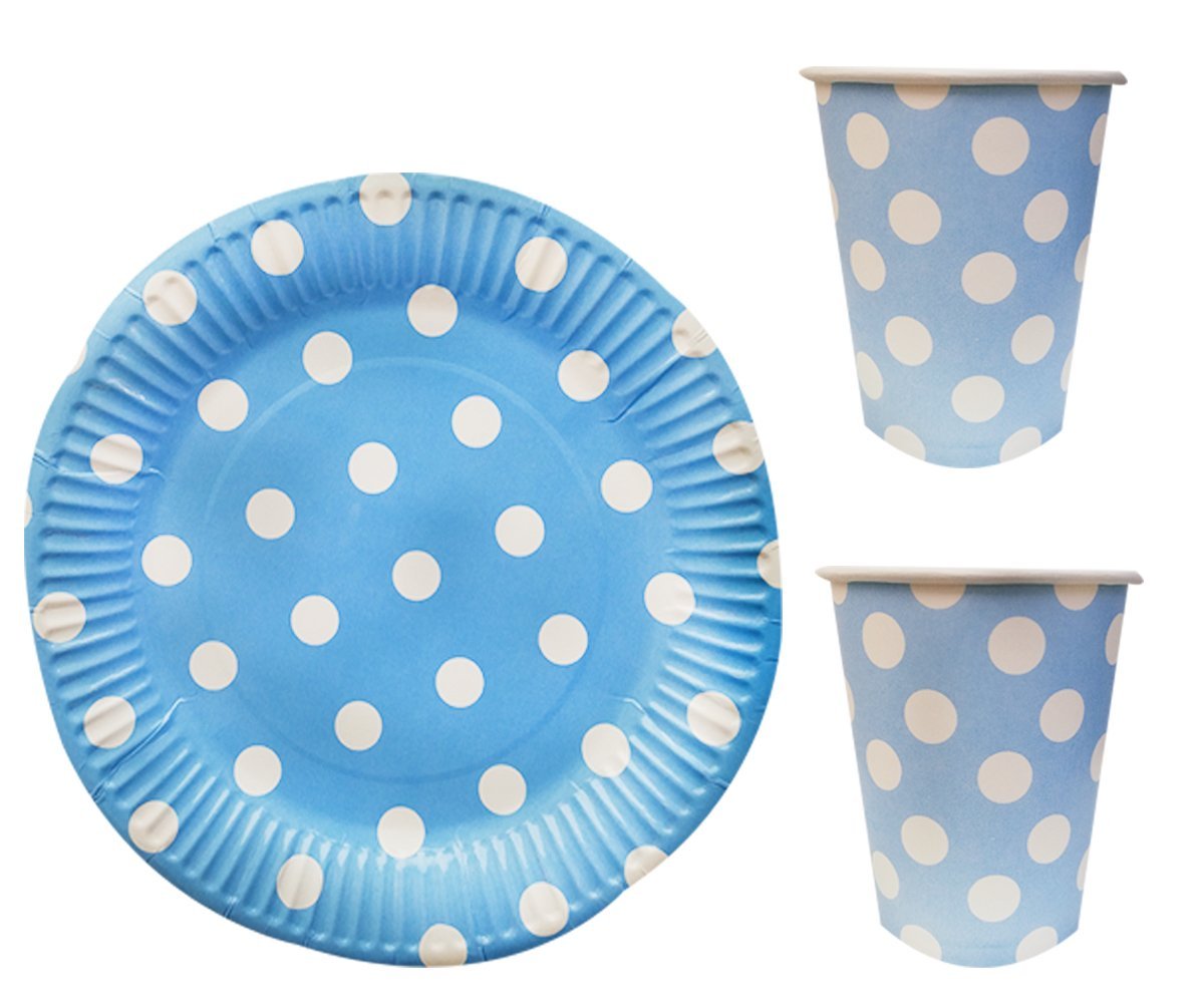 Mavi Puanlı Tabak Bardak Seti