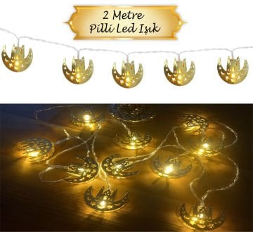 Ramazan Ayı Hilal ve Cami Figürlü Pilli Led Işık