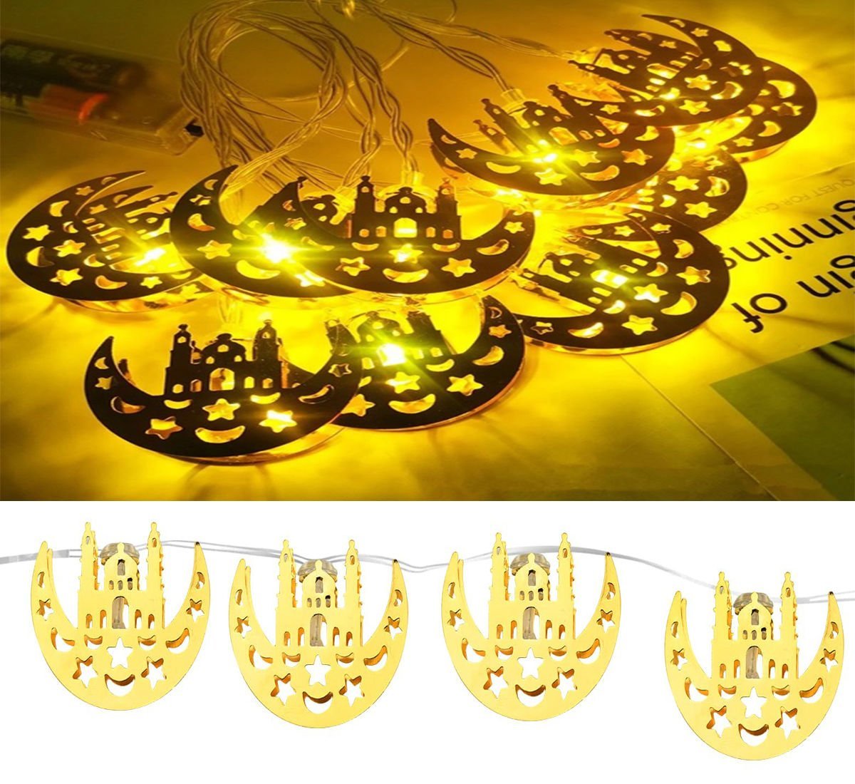 Ramazan Ayı Hilal ve Cami Figürlü Pilli Led Işık