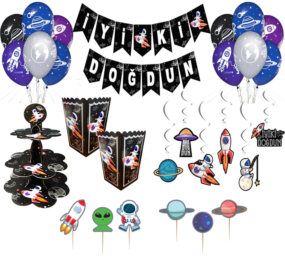 Uzay Astronot Temalı Süsleme Seti