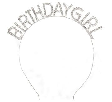 Parlak Taşlı Birthday Girl Gümüş Taç