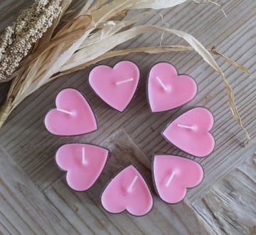 Kalp Tealight Mum Pembe 10 Adet