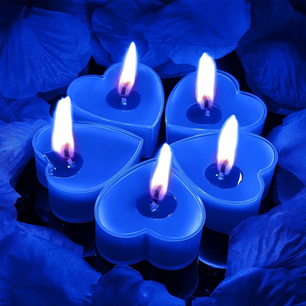 Kalp Şeklinde Tealight Mum Mavi Renk