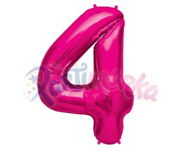Pembe Renk 4 Rakamı Folyo Balon