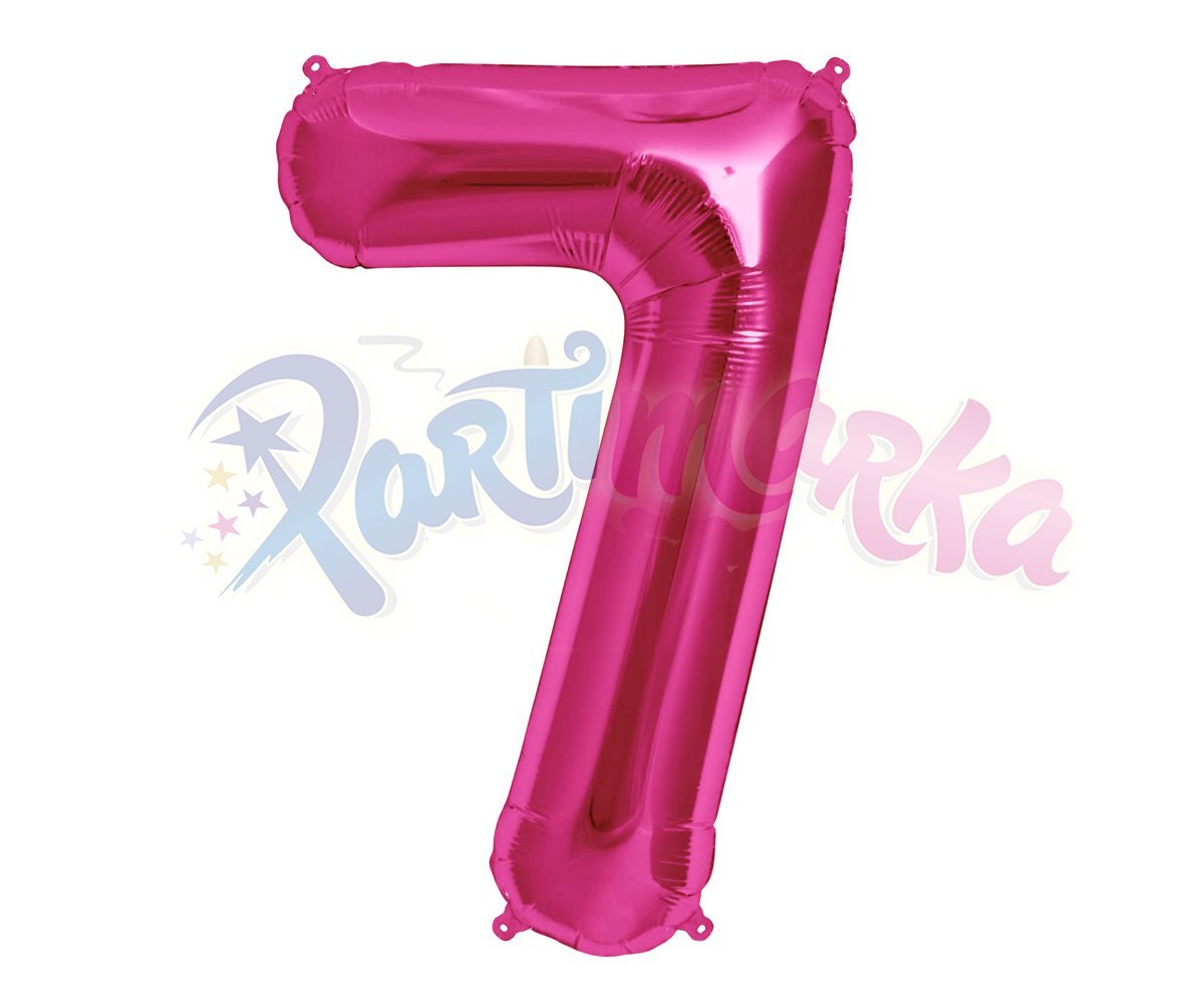 7 Rakamı Pembe Renk Folyo Balon 75 cm