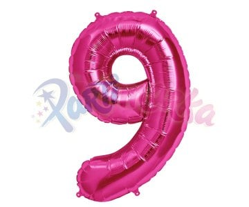 Pembe Renk 9 Rakamı Folyo Balon 75 cm