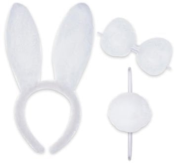 Beyaz Tavşan Tacı Seti Tavşan Kostüm Aksesuarı