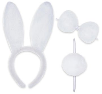 Beyaz Tavşan Tacı Seti Tavşan Kostüm Aksesuarı
