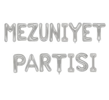 Mezuniyet Partisi Yazan Gümüş Renk Folyo Balon