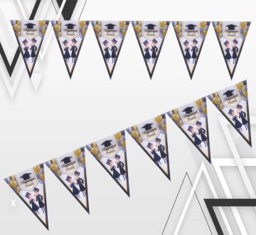 Mezuniyet Partisi Yazılı Bayrak Afiş Süs