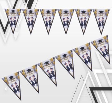 Mezuniyet Partisi Yazılı Bayrak Afiş Süs