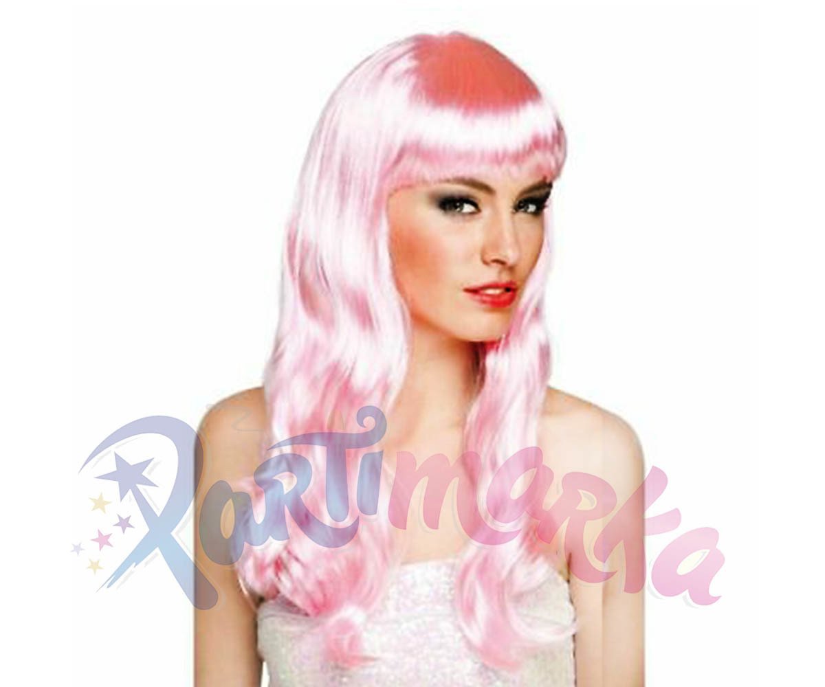 Açık Pembe Renk Uzun Parti Peruğu