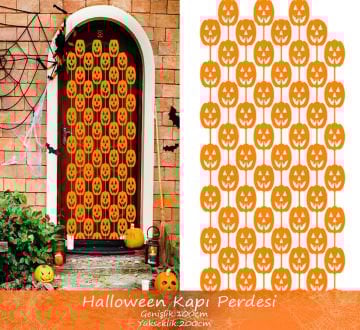 Cadılar Bayramı Balkabağı Kapı Perdesi