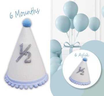 Mavi Renk Yarım Yaş Şapkası 6 Months Partisi