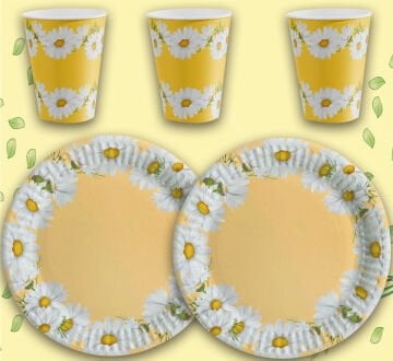 Papatya Doğum Günü Tabak Bardak Set