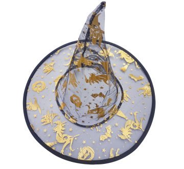 Cadılar Bayramı Cadı Şapkası Gold Baskılı