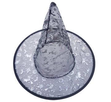 Cadılar Bayramı Gümüş Baskılı Cadı Şapkası