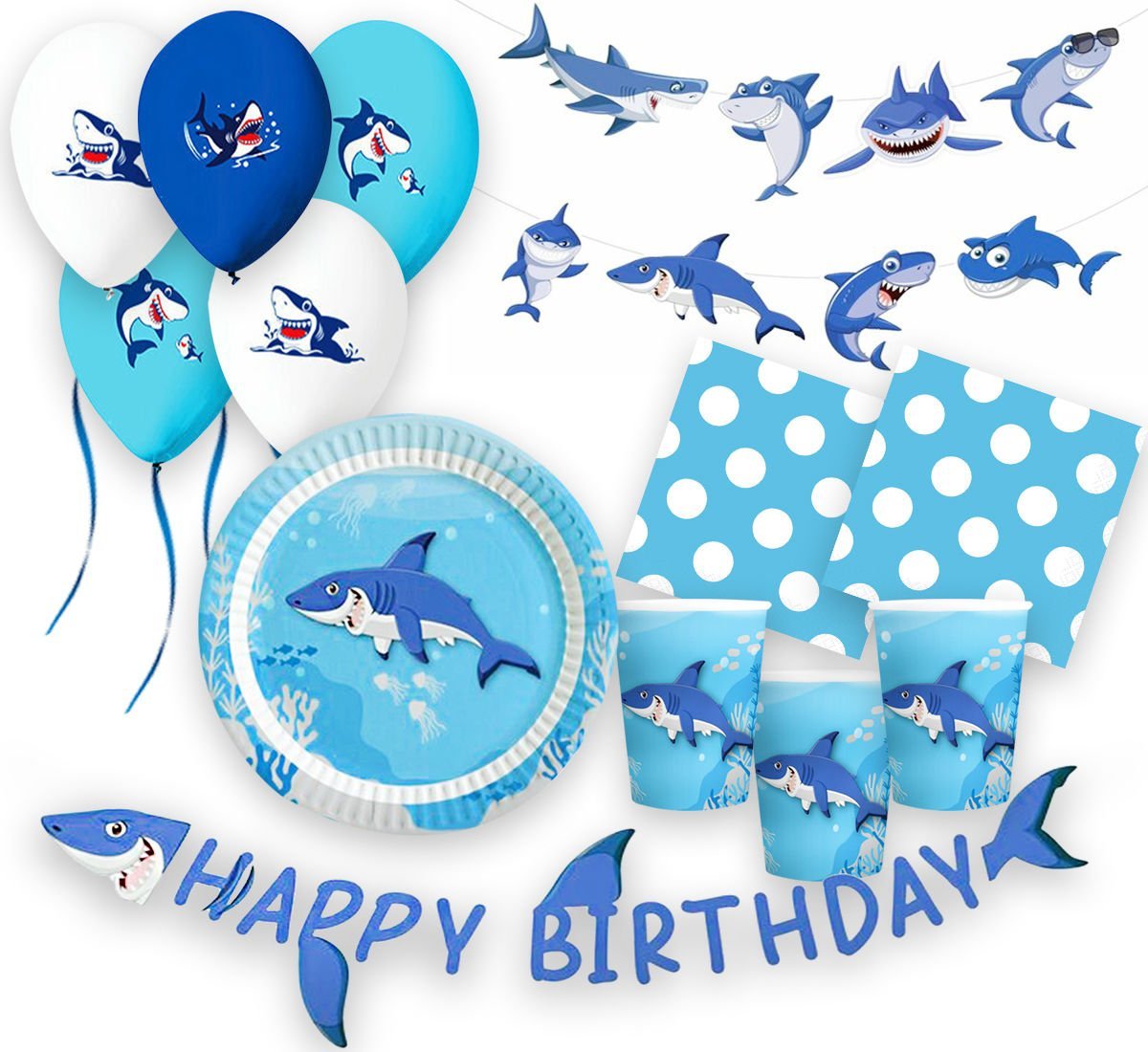 Köpek Balığı Konsepti Parti Seti 24 Kişilik