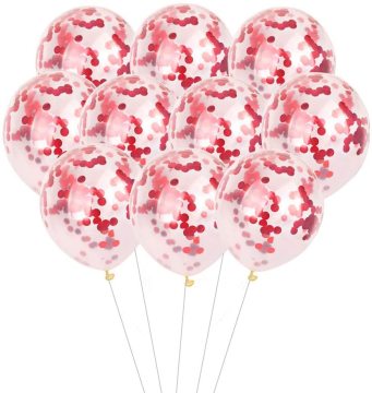 Kırmızı Metalik Pullu Şeffaf Balonlar