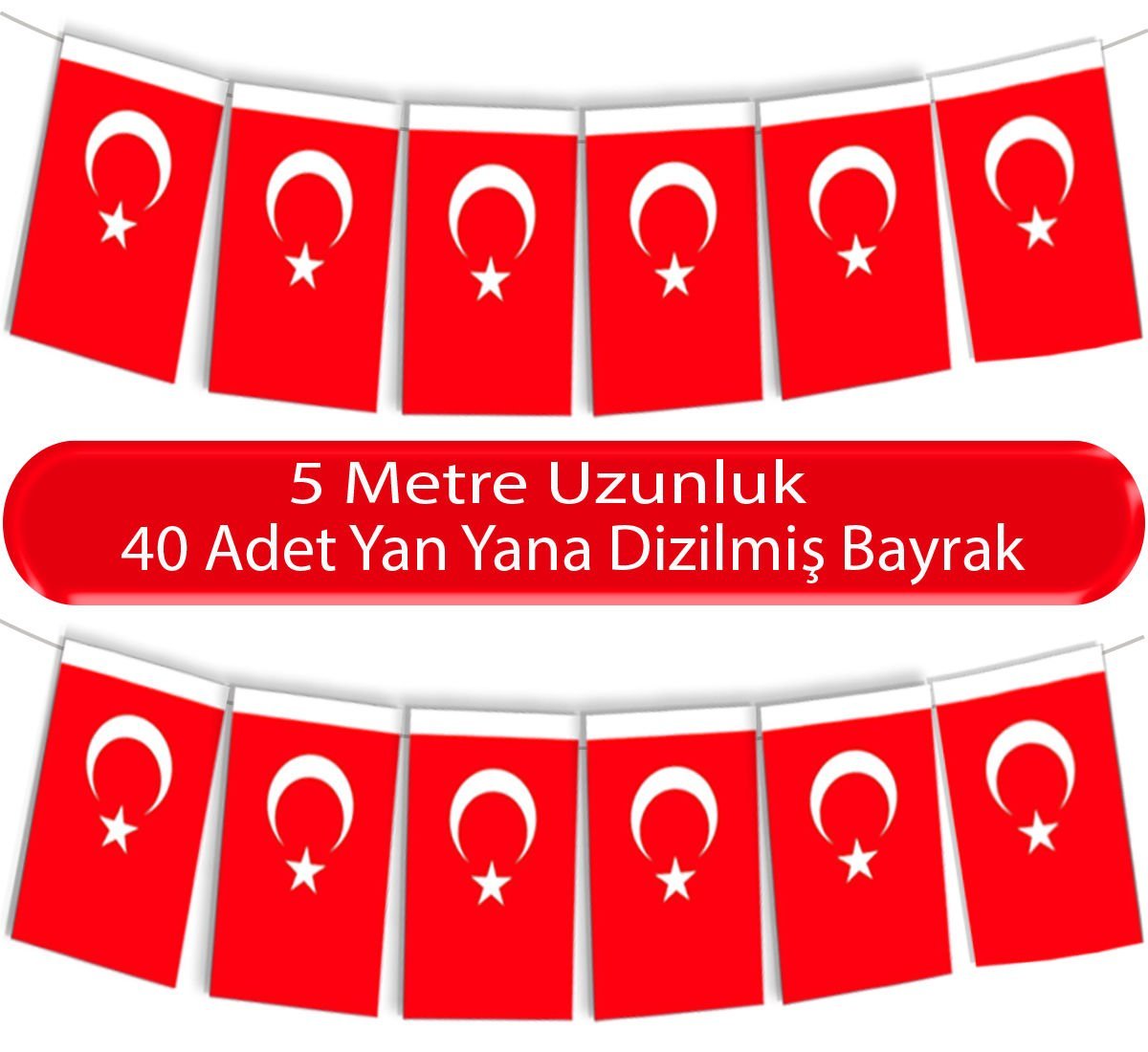 Türk Bayraklı Ay Yıldız Bayrak Süsleri Büyük Boy