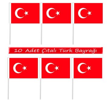 Elde Tutulan Çıtalı Türk Bayrakları 10 Adet