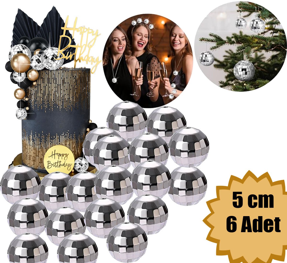 Gümüş Disko Topları 5 cm