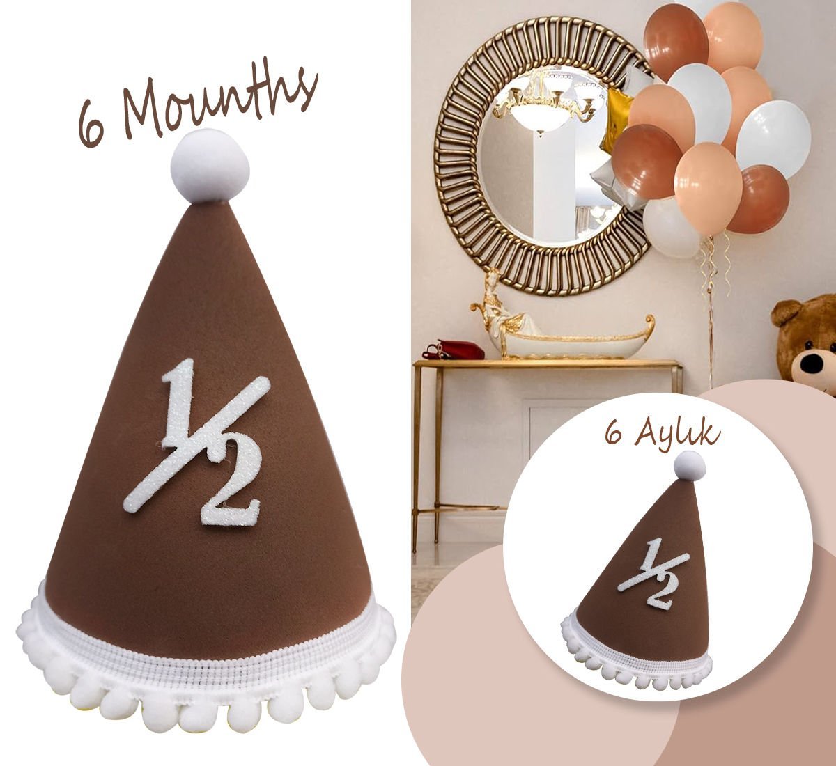 Yarım Yaş Şapkası Kahverengi Bebek Şapka