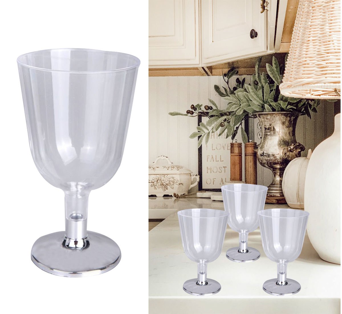 Gümüş Metalik Plastik Kadeh