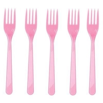 Pembe Plastik Çatal 25 Adet