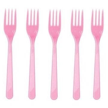 Pembe Plastik Çatal 25 Adet