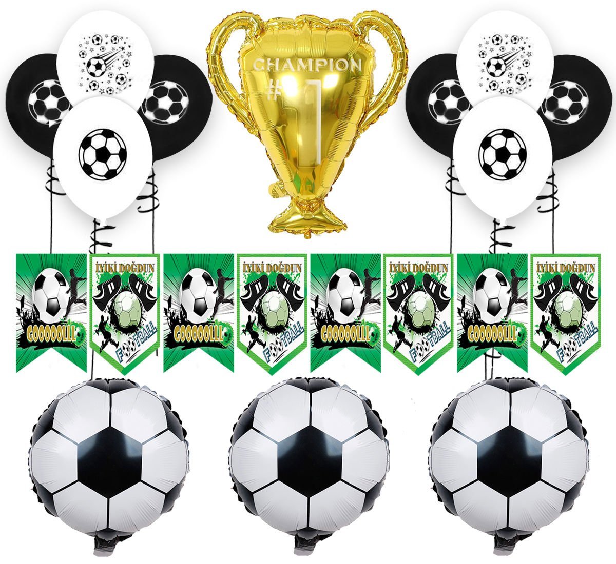 Futbol Doğum Günü Seti Şampiyonluk Kupalı