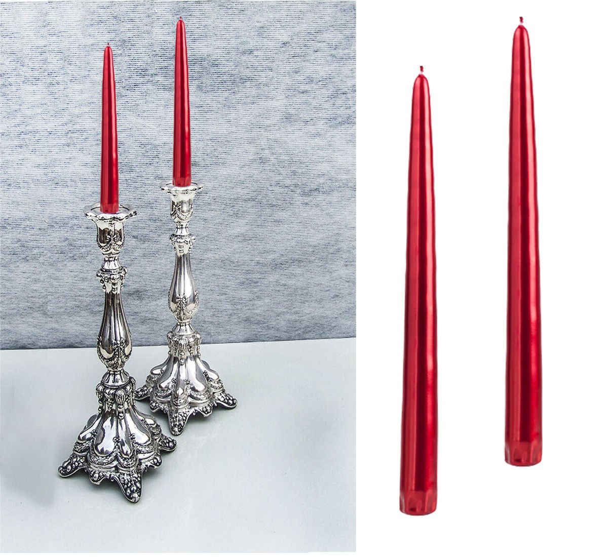 Kırmızı Renk Şamdan Mum 2 Adet