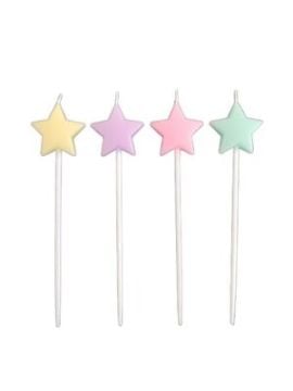 Makaron Renkli Yıldız Çubuk Mum