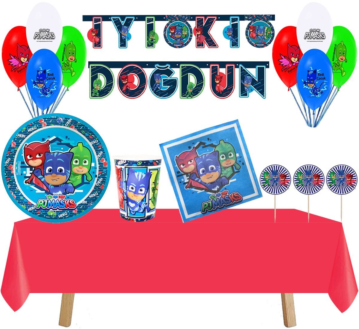 Pj Masks Doğumgünü Parti Seti 8 Kişilik