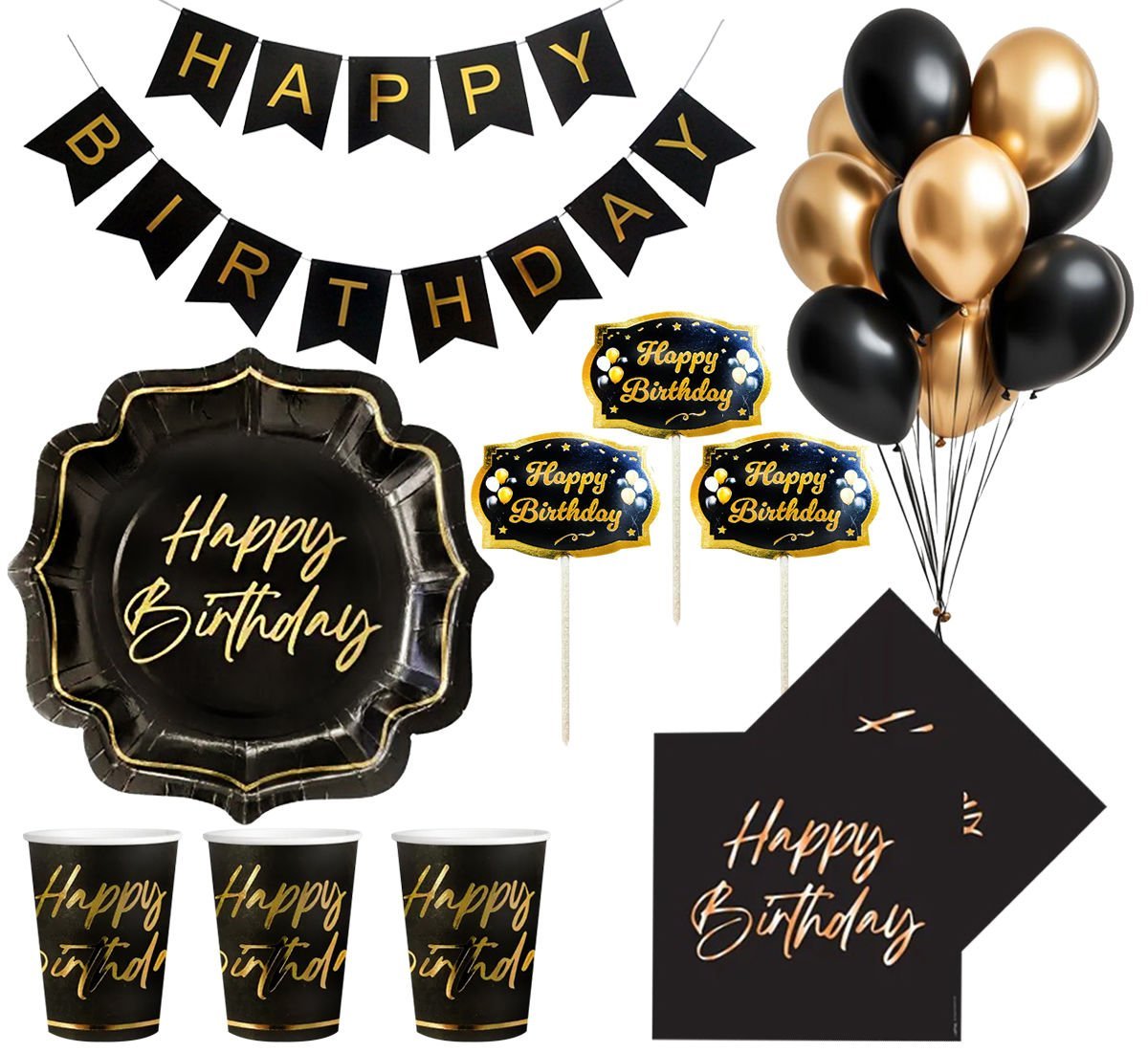 Gold Happy Birthday Parti Seti 18 Kişilik