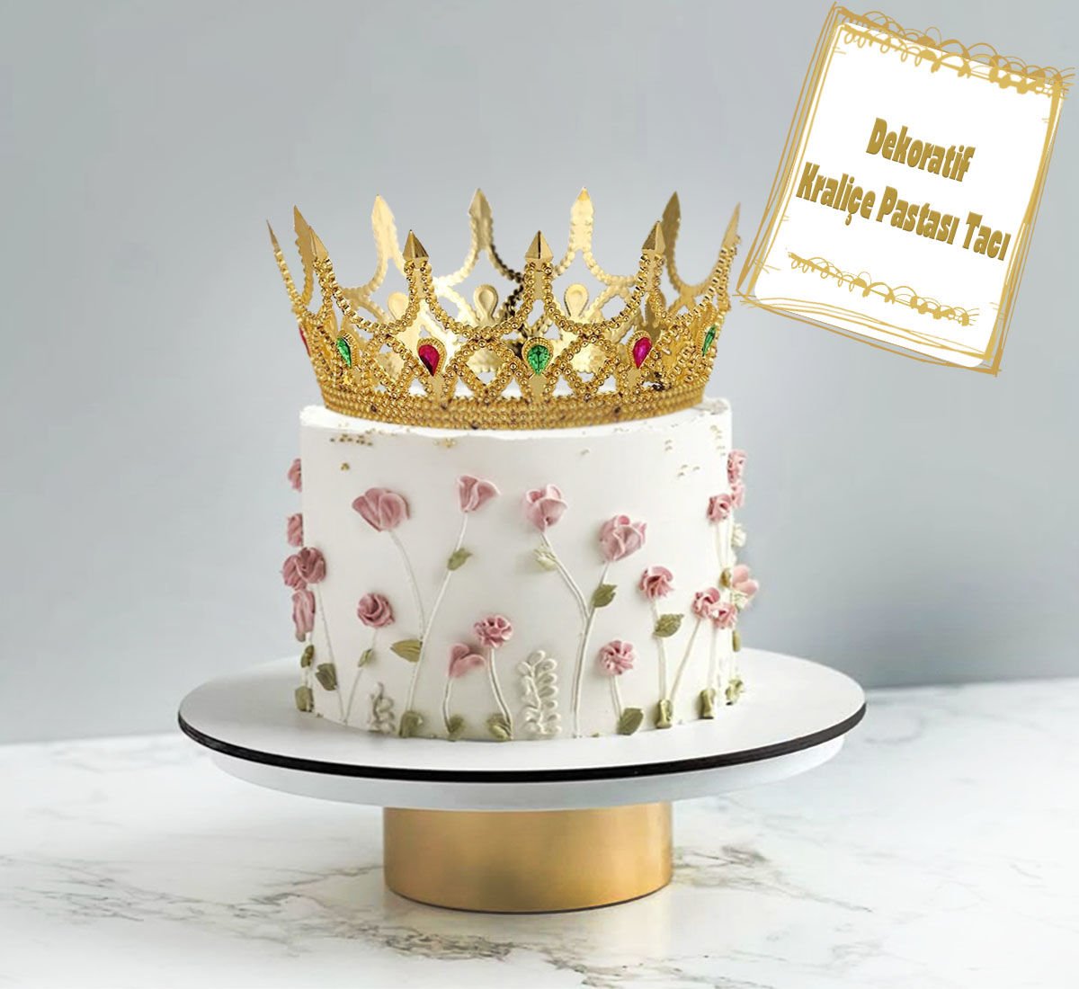 Pasta Tacı Gold Kraliçe Taç