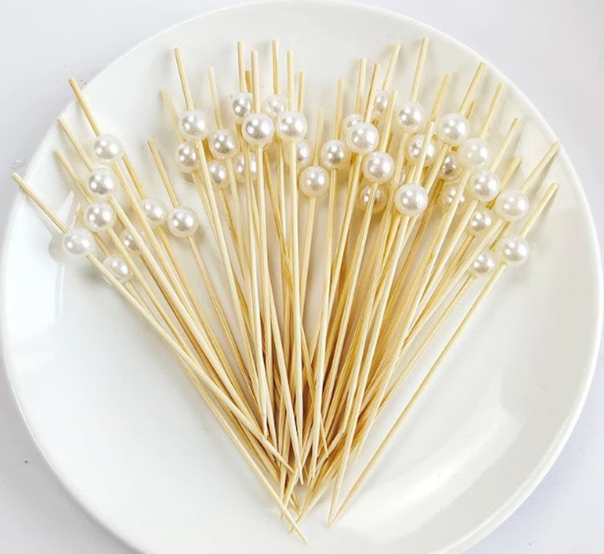 Beyaz İncili Pasta Kürdanları Büyük Boy