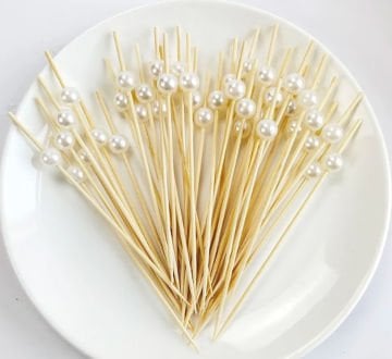 Beyaz İncili Pasta Kürdanları Büyük Boy