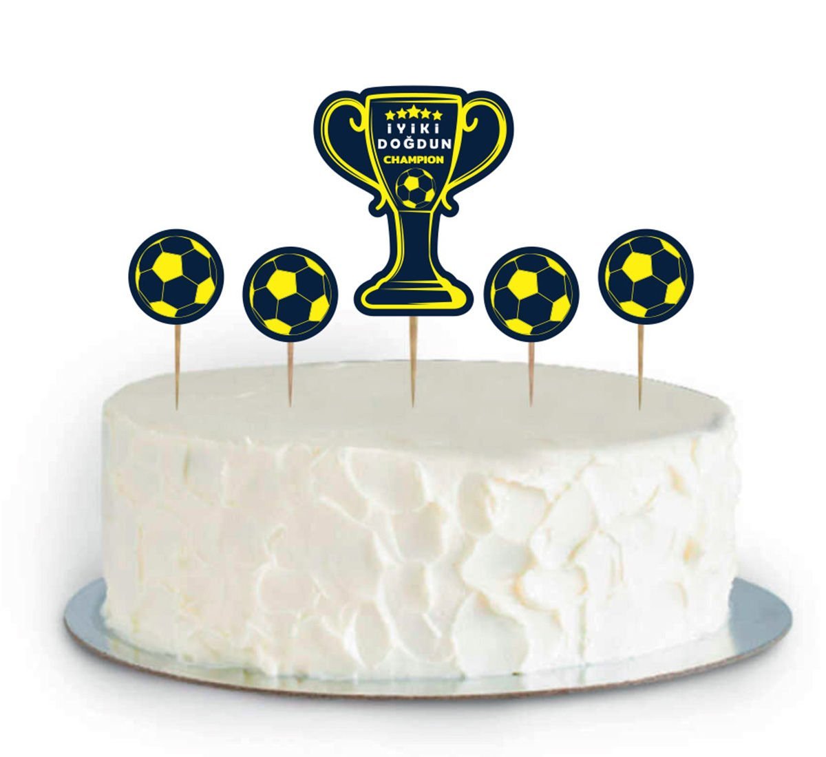 Sarı Lacivert Taraftar Temalı Pasta Süslemesi