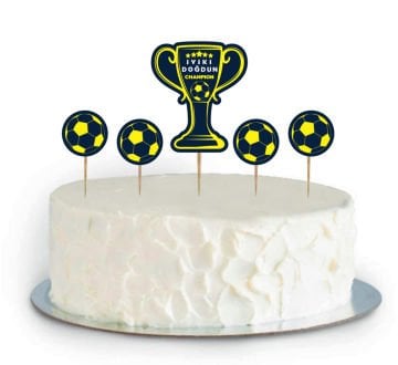 Sarı Lacivert Taraftar Temalı Pasta Süslemesi