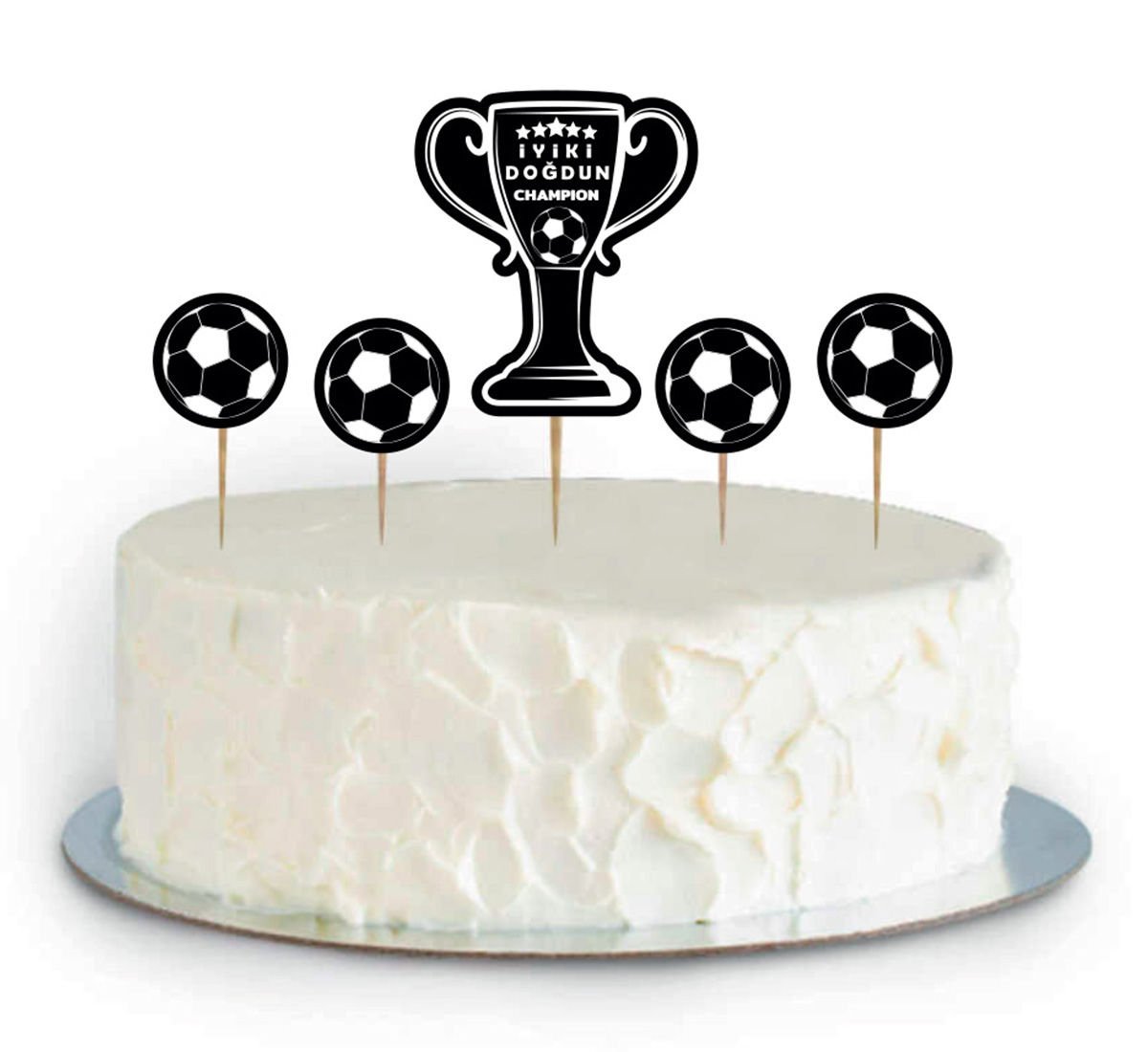 Siyah Beyaz  Futbol Taraftarı Pasta Süslemesi