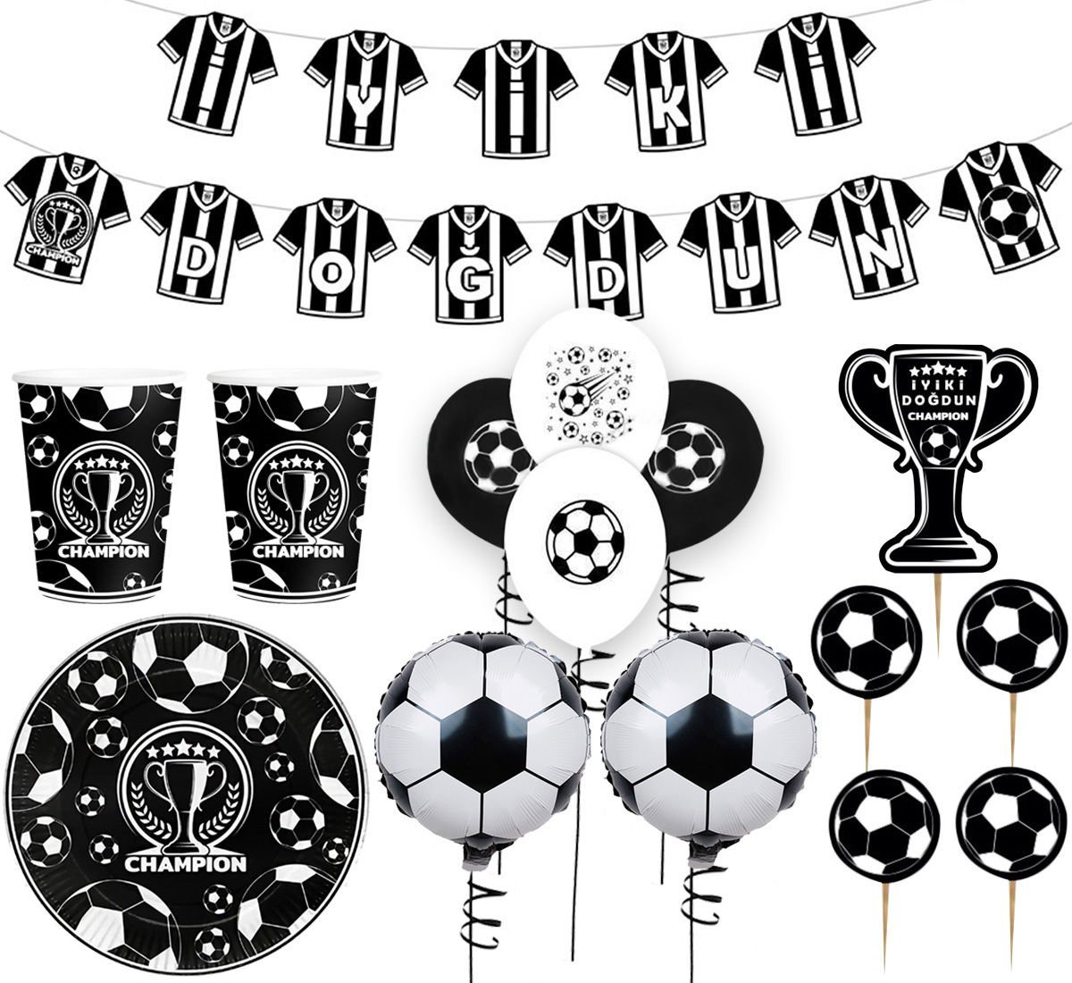 Futbol Konsepti Doğum Günü Parti Seti 24 Kişilik