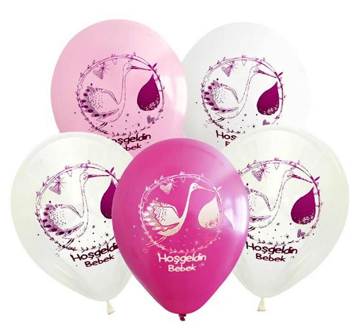 Hoşgeldin Bebek Yazılı Balon Pembe Renk