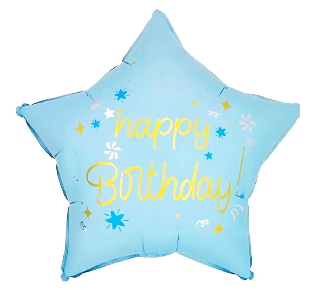 Mavi Yıldız Happy Birthday Balon Retro Renk