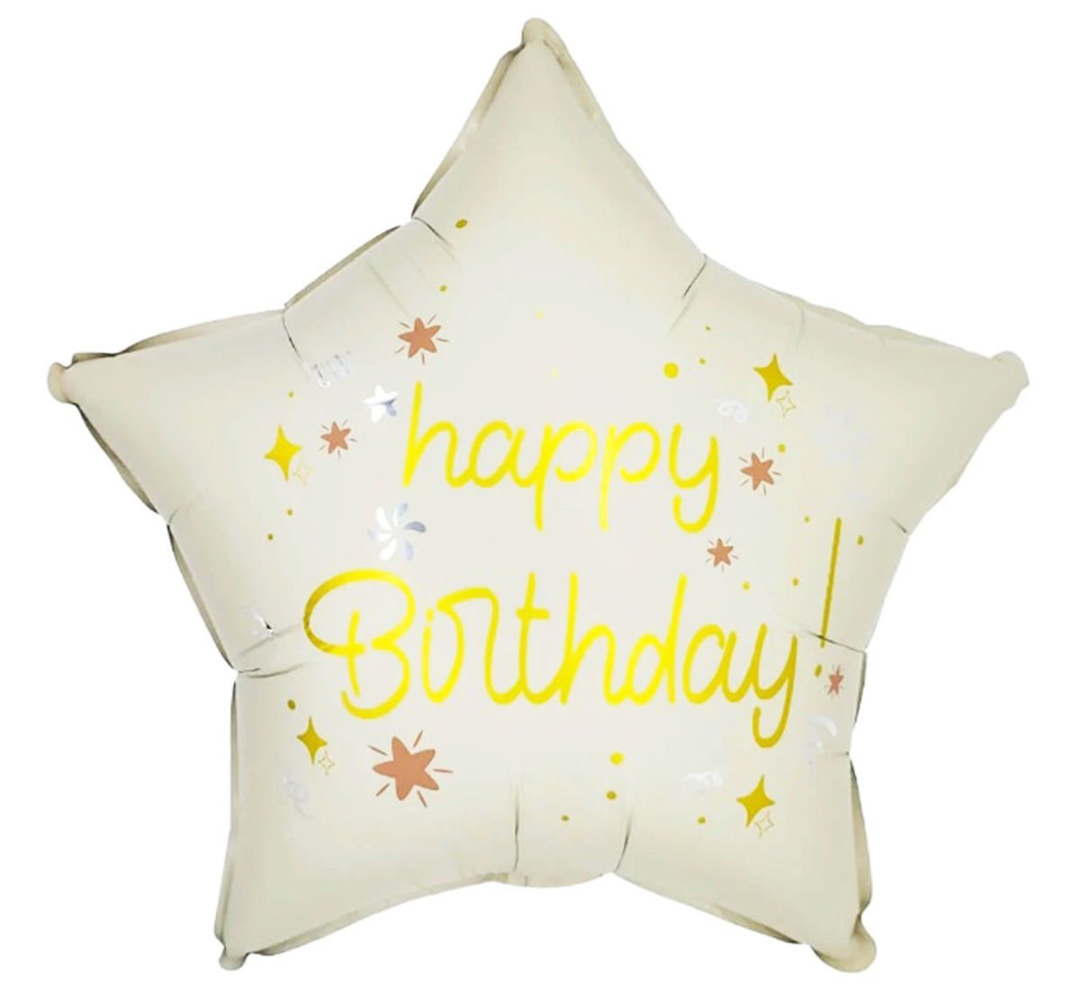 Retro Krem Renk Happy Birthday Folyo Balon