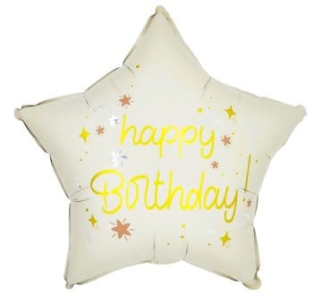 Retro Krem Renk Happy Birthday Folyo Balon