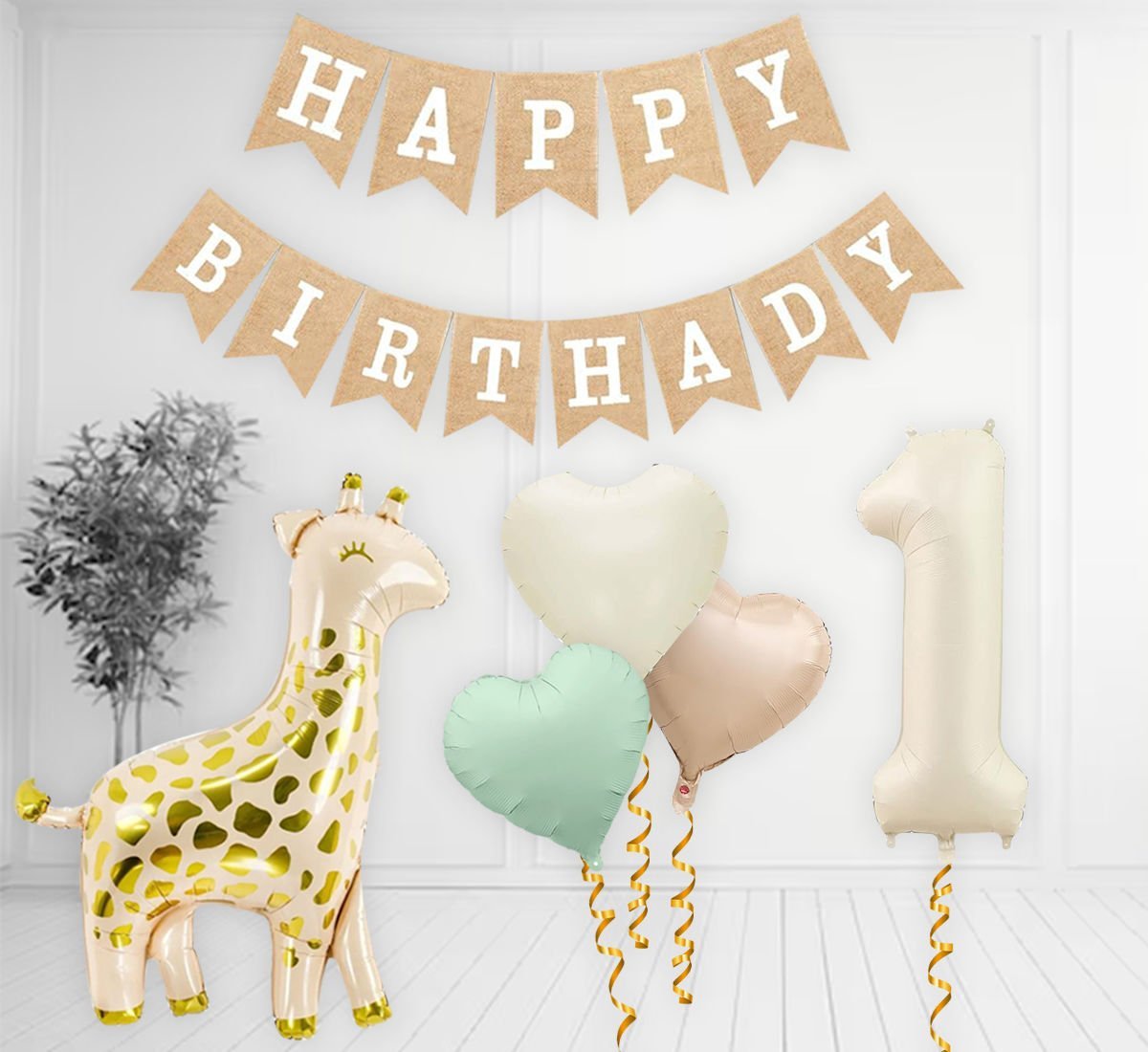 Zürafalı Retro Renk Yaş Balon Seti