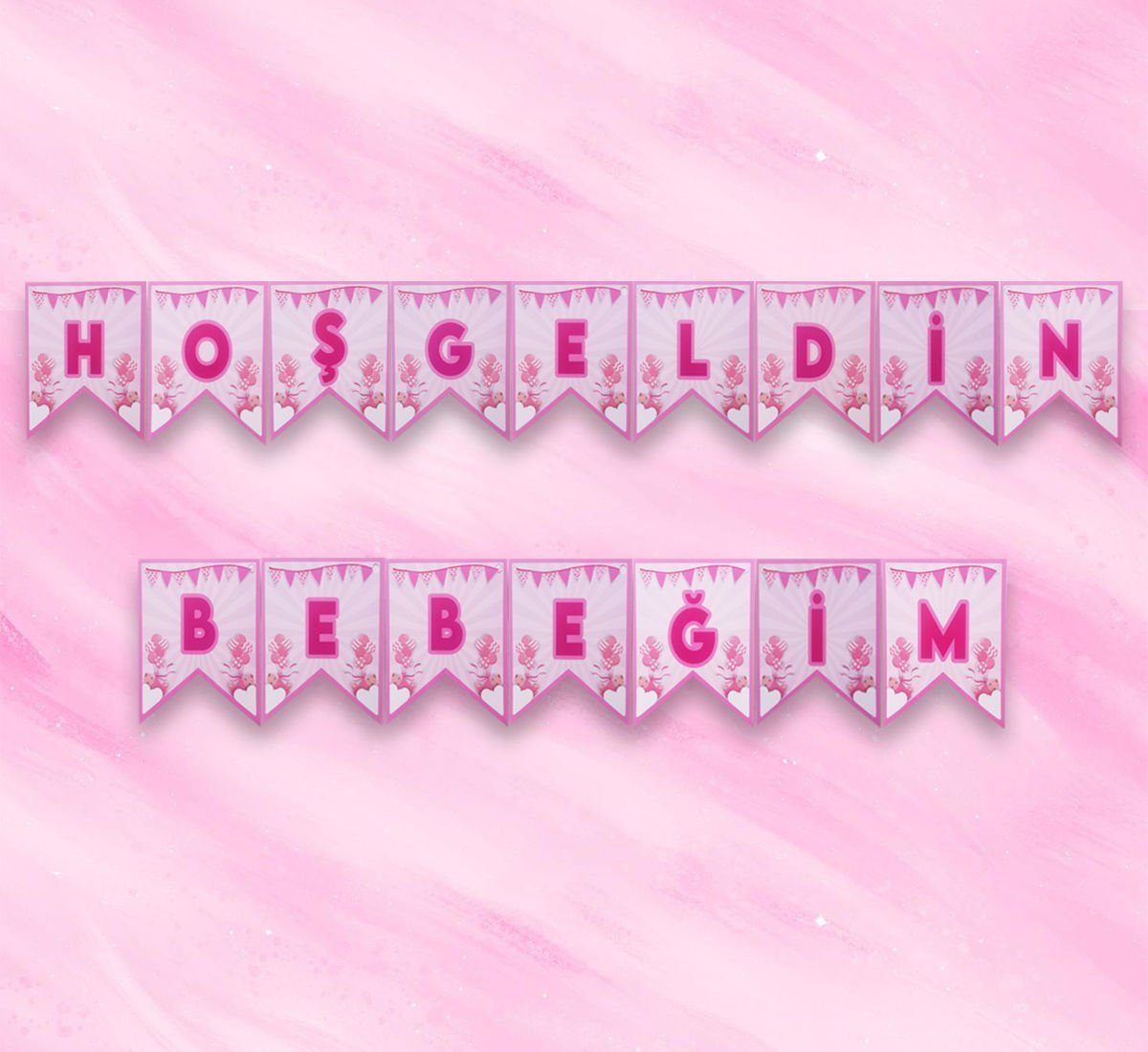 Pembe Hoşgeldin Bebeğim Yazısı
