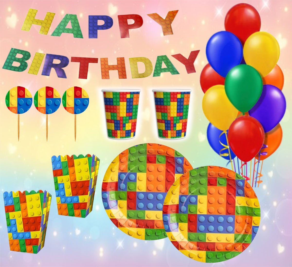 Blok Konseptli Doğum Günü Parti Seti 16 Kişilik